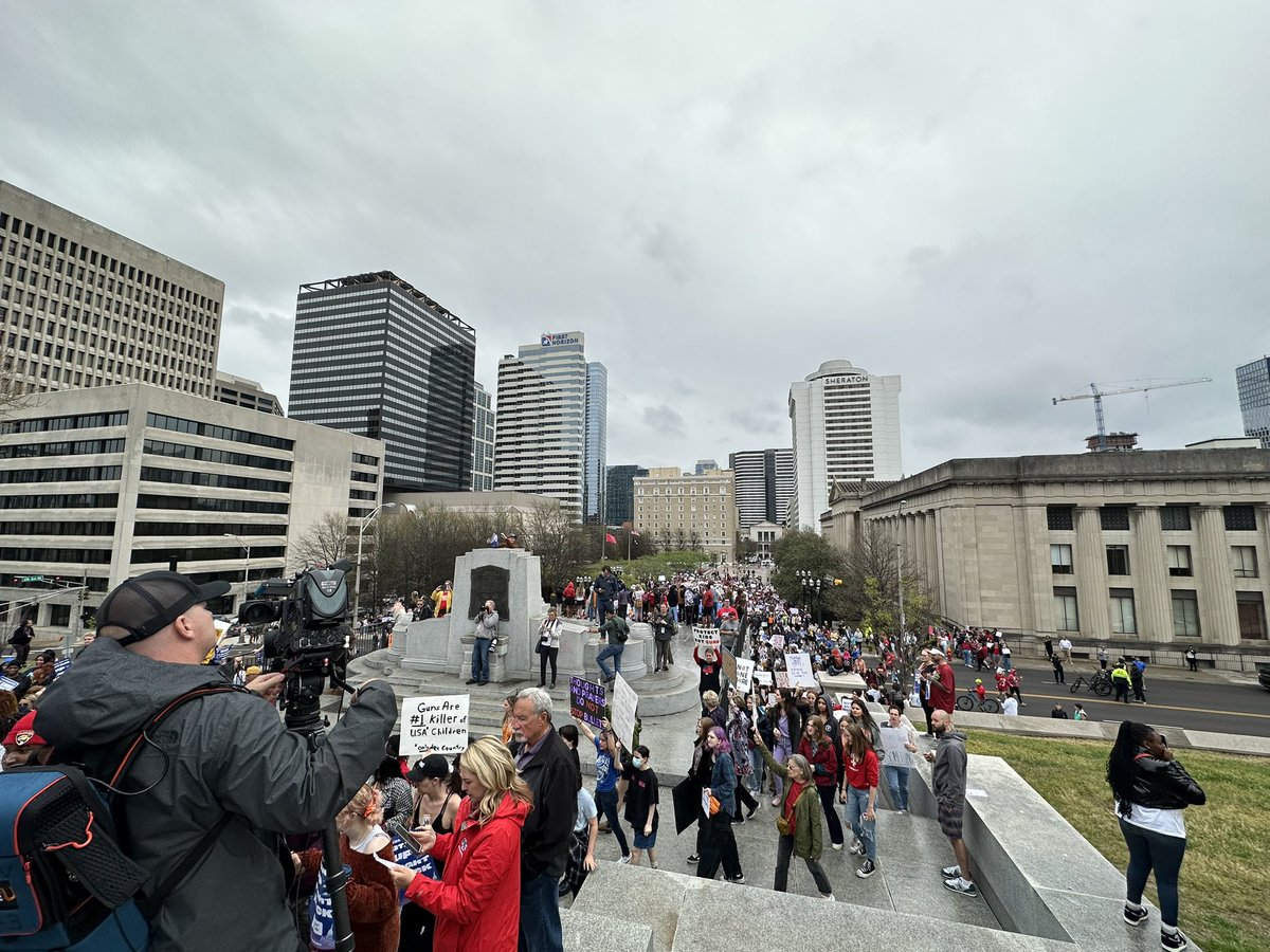 KGreenMD's tweet photo. Happening in Nashville at the Capitol right now. Student led protest. Thank you @AMarch4OurLives for organizing. Crowd looks as big if not bigger than Thursday’s rally. Keep on fighting!!!

#EndGunViolenceNow #GunReformNow https://t.co/ptfK8arBfa