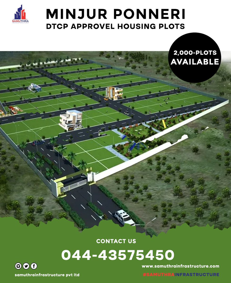 SamuthraInfras1's tweet photo. Minjur Ponneri Dtcp Approvel Housing 2000 Plots Available At Your @SamuthraInfras1 ๐งฑ๐๐๐ญ๐ For Enquiries Contact As
044-43575450 / 9790324447
#samuthra #No1 #construction #company #tamilnadu #chennai #minjur #Ponneri #elevationdesignstudio #Trending #trend #constructionsite https://t.co/sIPwG4JcYW