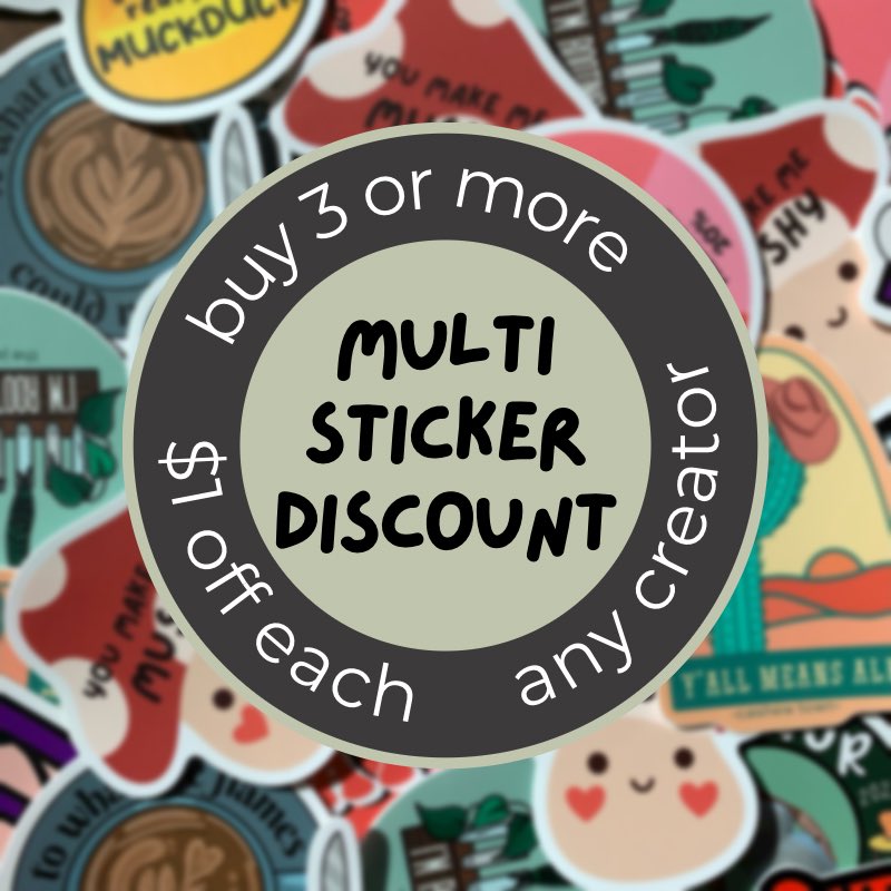 hey, did you know that ALL of the stickers in our shop are discounted 20% if you buy three or more?

so you can rep your favorite plant mom, show off your mushy side, embrace Aries season, and save $3 doing it! 🌿