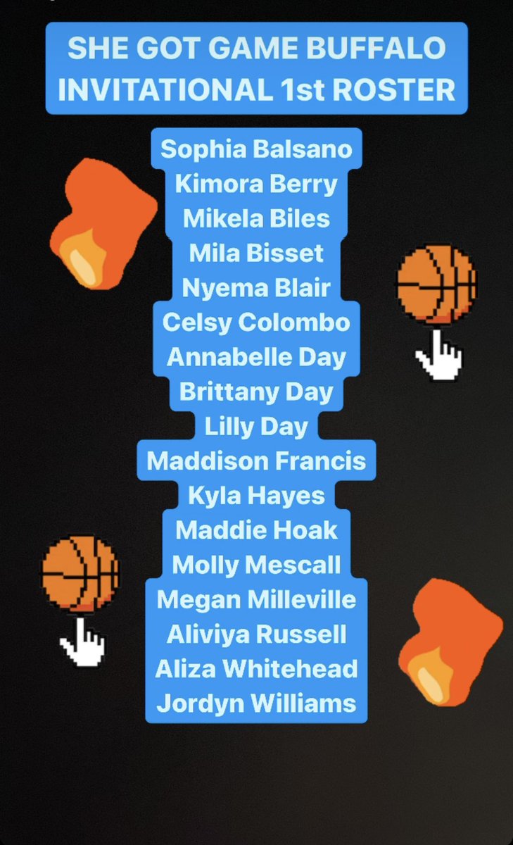 SHE GOT GAME 1st ROSTER! So much talent in one gym!! <a href="/sophiaba1sano/">Sophia Balsano</a> <a href="/Kimora_B1/">Kimora Berry</a> <a href="/MilaBissett/">Mila Bissett</a> <a href="/NyEmaBlair2025/">Nyema Blair</a> <a href="/AnnabelleDay_3/">Annabelle Day</a> <a href="/Brittanyday_2/">Brittany Day</a> <a href="/LillyDay2028/">Lilly Day</a> <a href="/Madison28185042/">Dabeautifulballa40</a> <a href="/KClassof2025/">Kyla Hayes</a> <a href="/maddiehoak1/">maddie.hoak</a> <a href="/mollymescall1/">molly</a> <a href="/meganmilleville/">Megan</a> <a href="/livybuckets23/">Aliviya Vallone Russell</a> <a href="/alizawhitehead9/">Aliza</a> <a href="/JordynNhy/">Jordyn Williams</a> <a href="/LooweeO/">Mike Biles</a>