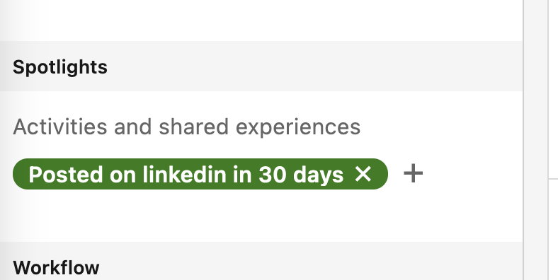 mikekrass's tweet photo. @SamShepler @LinkedIn Sales Nav has a handy filter that we use on the regular named "Posted in the past 30 days"

It's by no means perfect, but it at least identifies that they have a pulse before spending the effort doing outreach. https://t.co/YtQ1ik2piD