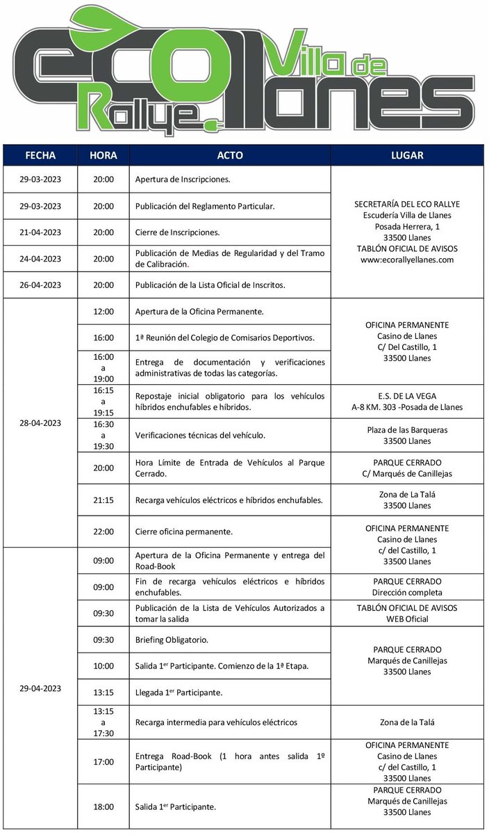 inda74llanes's tweet image. Programa del 6 ECO Rallye villa de Llanes 2023. @CEEA_RFEdA #CEEA