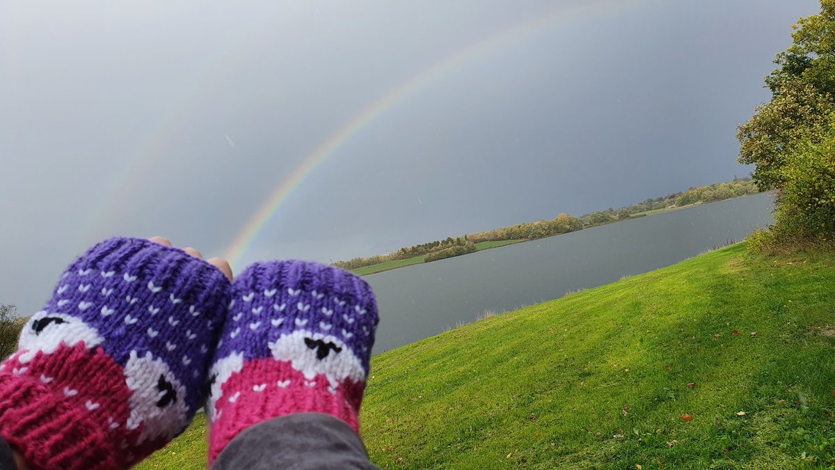 Happy #FindARainbowDay 
Never mind a pot of gold , at the end of every Rainbow should be a pair of TheYorkshireGreySheep.co.uk wristwarmers 🐑🌈🐏💕🐑💜