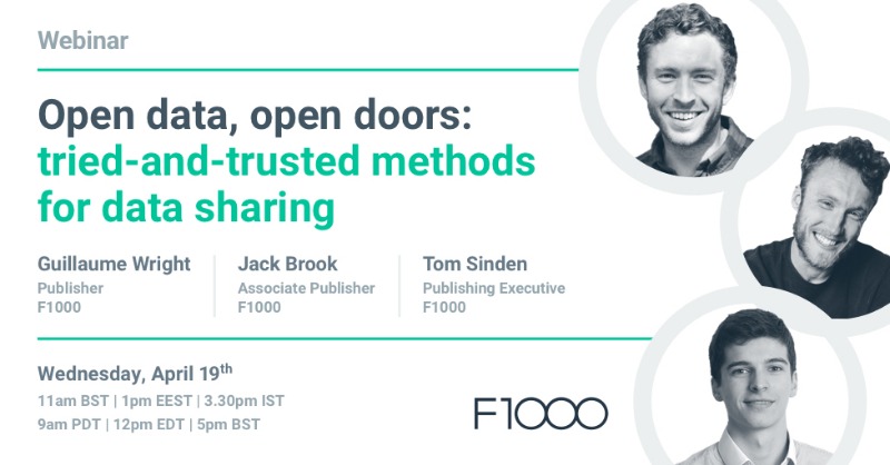 F1000's tweet photo. 📣 It’s the #YearOfOpenScience!   

Join our free training session with @F1000 experts @gggwright, @JackBrook28, and Tom Sinden to learn how #OpenData opens doors. 

Reserve your space now: https://t.co/QXYwcg8mXN