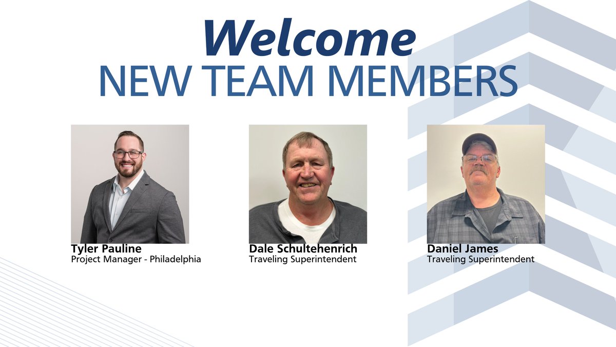 KadeanConstruct's tweet image. We are excited to announce the latest additions to our team - Tyler Pauline, Project Manager; Dale Schultehenrich, Traveling Superintendent &amp;amp; Daniel James, Traveling Superintendent.

Welcome aboard!

#kadeanconstruct  #generalcontractor #NewHireSpotlight #newhires