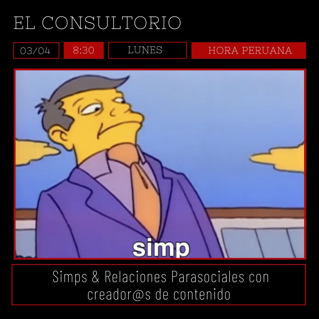 Esta noche en #ElConsultorio de #CupofBea tendremos un tema que much@s de ustedes conocen. Hablaremos sobre las relaciones parasociales entre audiencia y streamer, así como del fenómeno del 'simpeo' y cómo se relaciona con la salud mental. ¡Nos vemos! 

twitch.tv/cup_of_bea