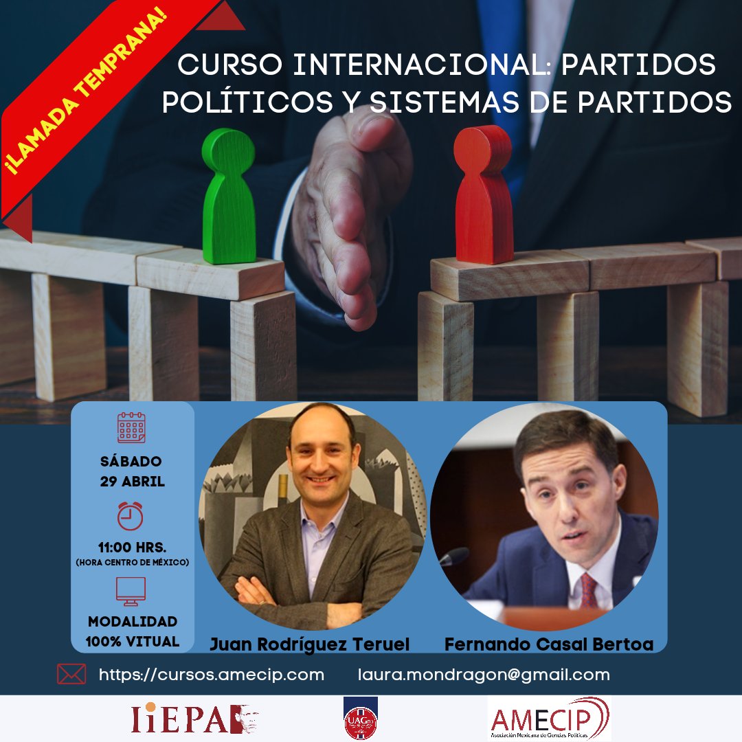📌Ya está abierta la Convocatoria de Inscripciones al Curso Internacional IV: Partidos Políticos y Sistemas de Partidos

⏰💸Llamada temprana💸⏰

🖥️ cursos.amecip.com

▪️Membresías AMECIP:
congreso.amecip.com/inicio/membres…