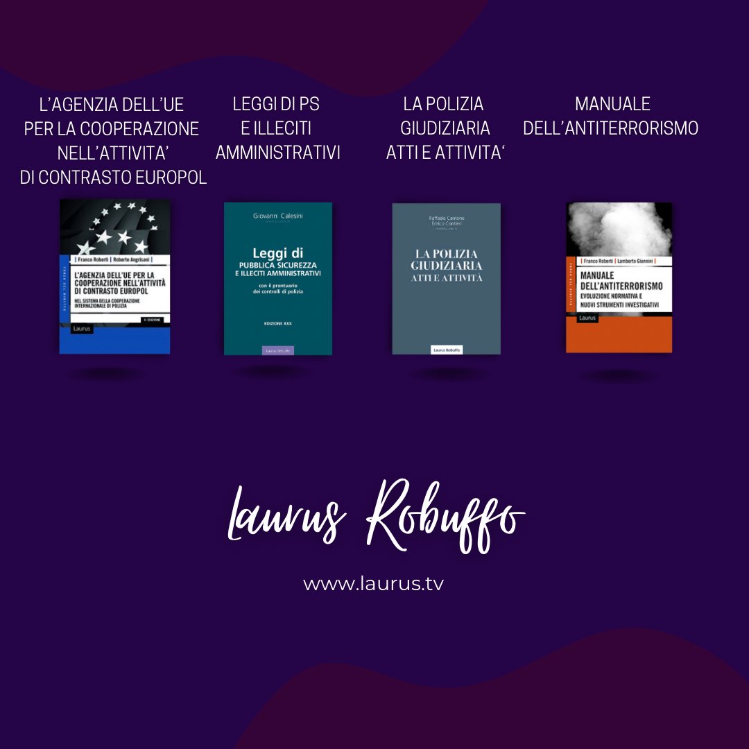 LaurusRobuffo's tweet photo. 🔝Scopri il ricco catalogo della casa editrice sul sito ufficiale https://t.co/51MwEtIov3

#laurus #laurusrobuffo #laurusapp #processo #attidipg #pg #riformacartabia #riformapenale #leggidips #pubblicasicurezza #attivitadipolizia #ue #europol #cooperazione #antiterrorismo https://t.co/URcXm0MKc9