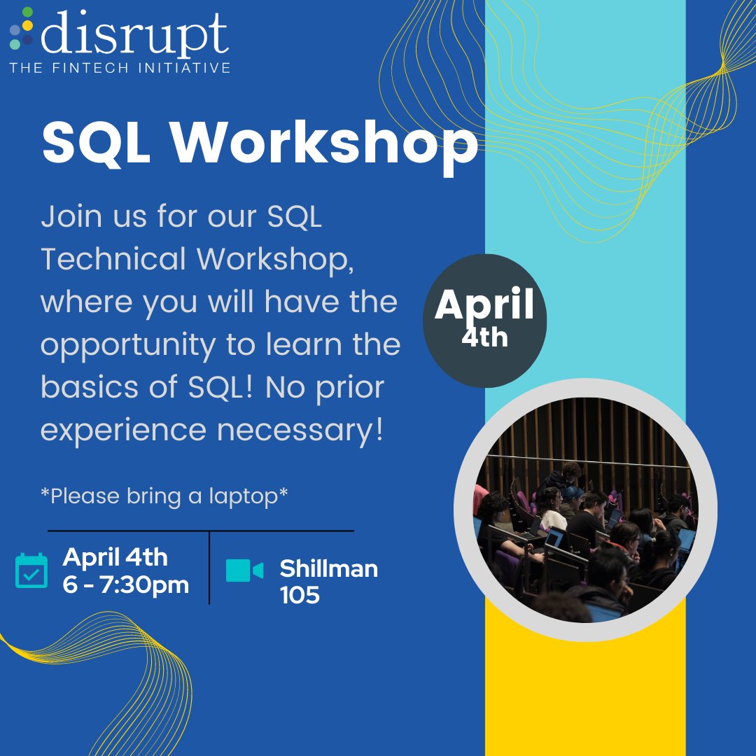 If you're looking to learn SQL or want to refresh your skills, our upcoming workshop is perfect for you! This workshop is designed for all experience levels, from beginners to intermediate learners. 

RSVP using the link in our bio!

⏰: Tuesday, April 4th, 6pm-7:30pm
📍: SH 105