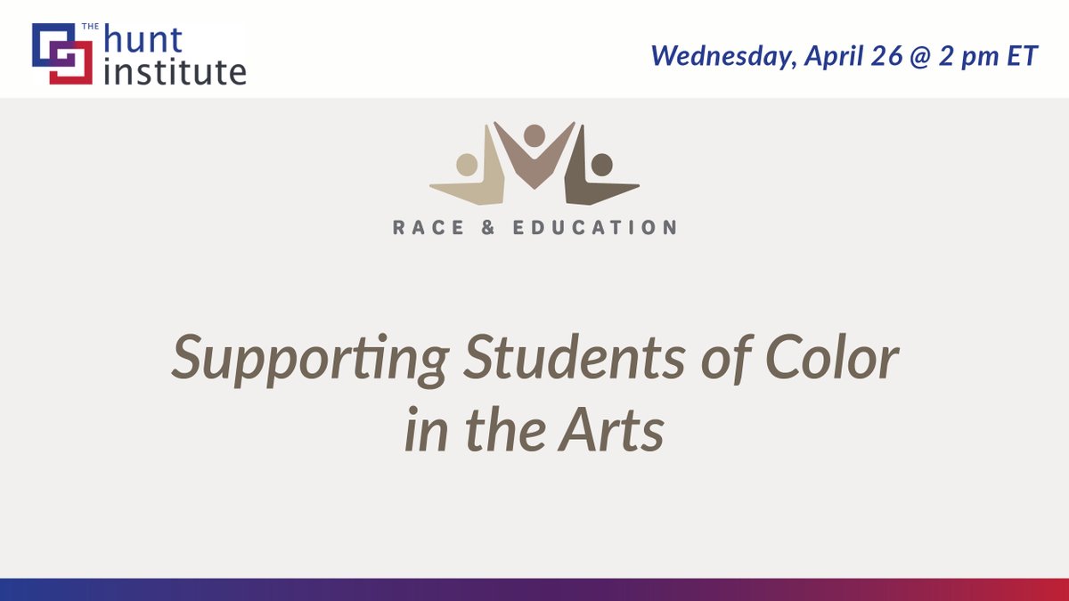 Great article on the importance of a robust arts education for students. Excited to dive more into this topic, specifically the benefits of the arts for students of color, with our #RaceAndEducation webinar at The
@Hunt_Institute this month: us06web.zoom.us/webinar/regist…