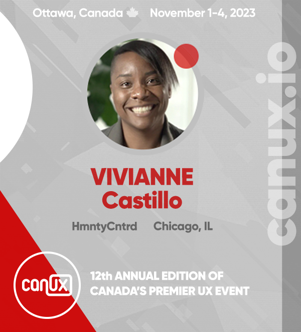 CanUX 2025 (@canuxconf) on Twitter photo The first keynote for CanUX 2023 is the amazing Vivianne Castillo (<a href="/vcastillo630/">Vivianne Castillo</a>), ethicist and founder of @HmntyCntrd, an organization with a mission to transform the status quo of human-centred research and design
canux.io/vivianne-casti…
#CanUX #ethics #UX #hope The first keynote for CanUX 2023 is the amazing Vivianne Castillo (<a href="/vcastillo630/">Vivianne Castillo</a>), ethicist and founder of @HmntyCntrd, an organization with a mission to transform the status quo of human-centred research and design
canux.io/vivianne-casti…
#CanUX #ethics #UX #hope