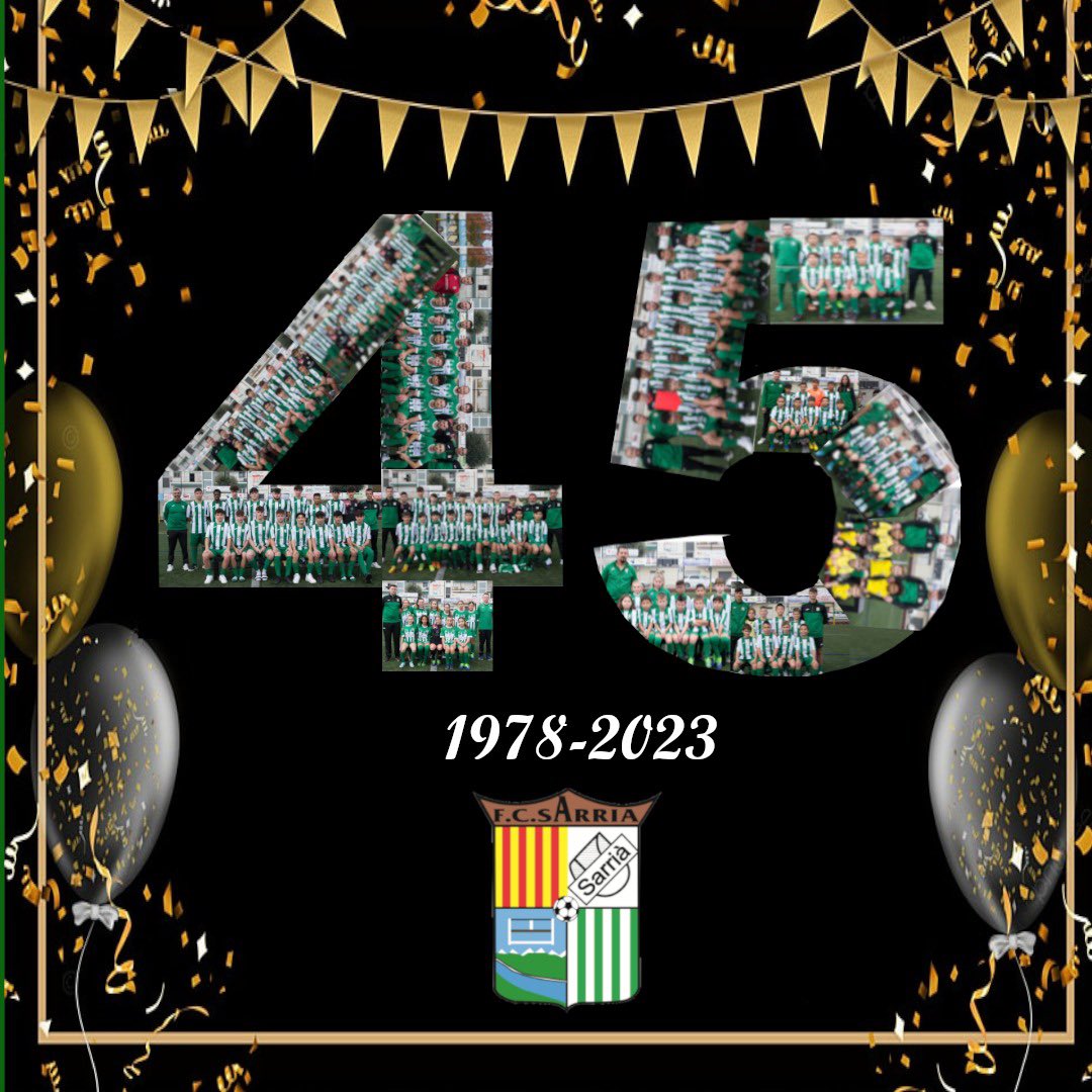 FCSarria's tweet photo. Avui fem 45 anys!! Gracies a tots els que han fet possible arrivar fins aqui: jugadors, entrenadors, directius, families i afició. 💚🤍 https://t.co/e3y7uOzfTx