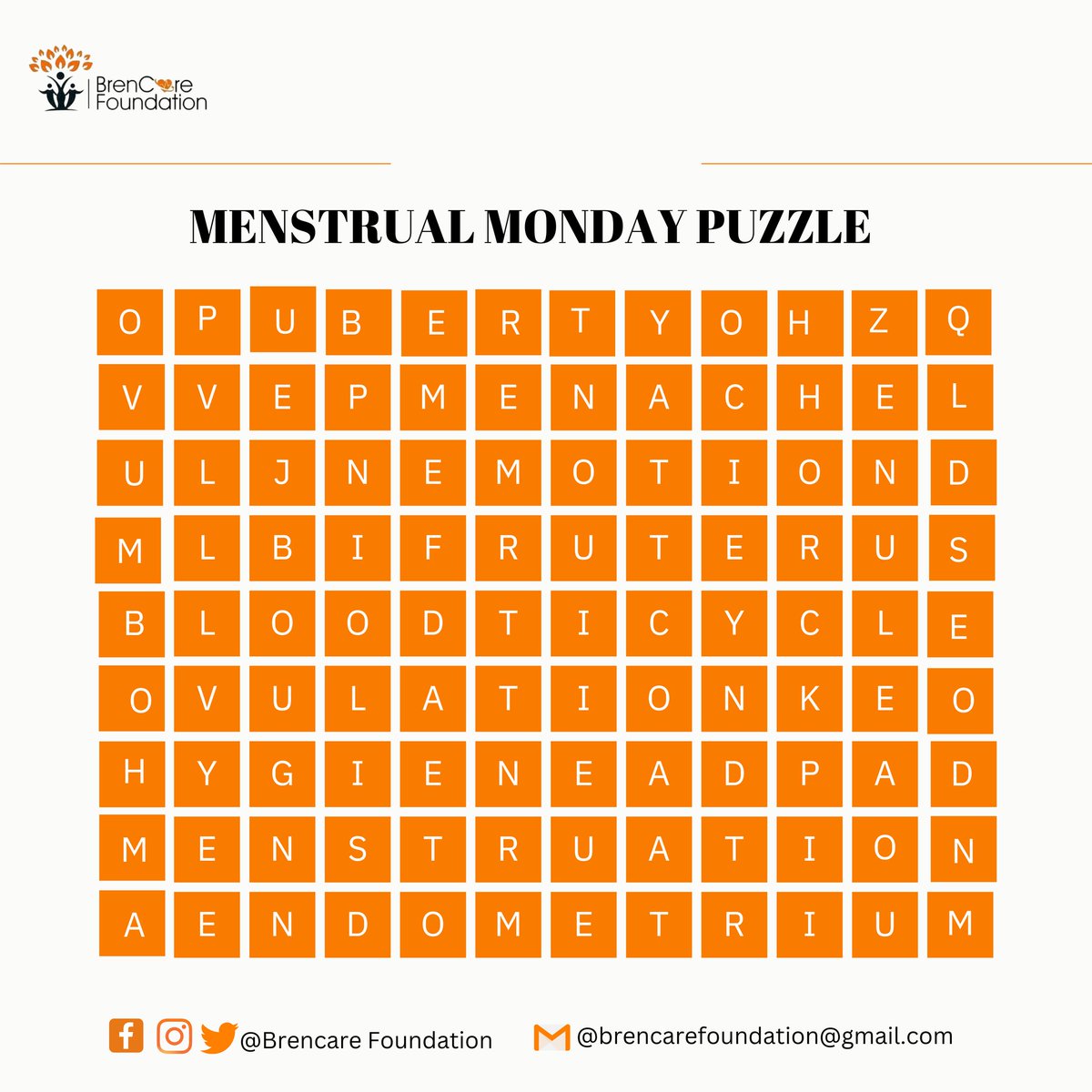 brencare_f's tweet photo. Hey there, It's Menstrual Monday!

Tell us which words you are able to spot in the menstrual monday puzzle.

#menstrualmonday 
#wearecommitted
#menstuation https://t.co/W9eWhTG9AG