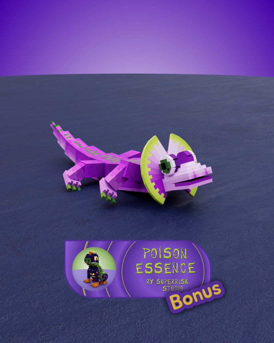 GM community! 
One more collaboration asset is finally available 🥳
Made by <a href="/LadyVoxel/">VoxelLady</a> we reveal the dangerous:

Asset name: Poison Lizard 🦎
Cost: 3500 $PE 

Follow this amazing creator and stay tuned 🔥

#sandFam
#voxedit 
#voxelart
#collab
#extractor