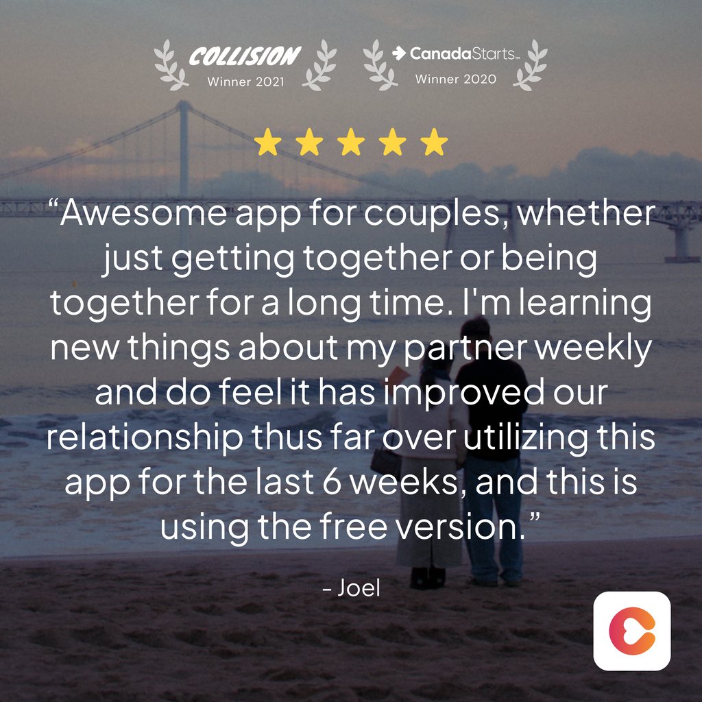 We love hearing from our Couply Community 💞 and we so appreciate you taking the time to leave us a review! We're here to keep helping.🙋🏾⁠ #AppForCouples #CouplyApp