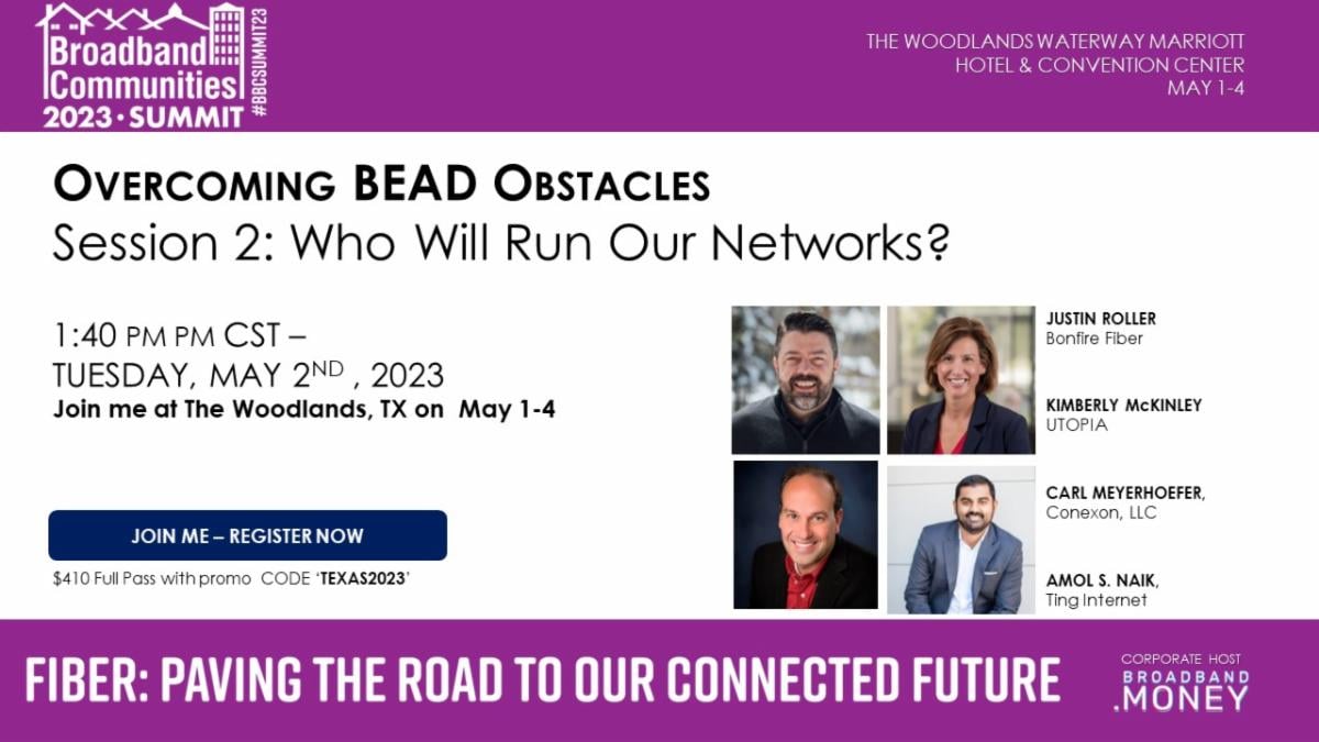 Our very own Justin Roller will be speaking at this year's Broadband Communities Summit on May 2!

Will you be attending the Summit? Drop a comment below if we'll be seeing you there 🔥 hubs.li/Q01H9bL80

#BBCSUMMIT23 #broadbandforall