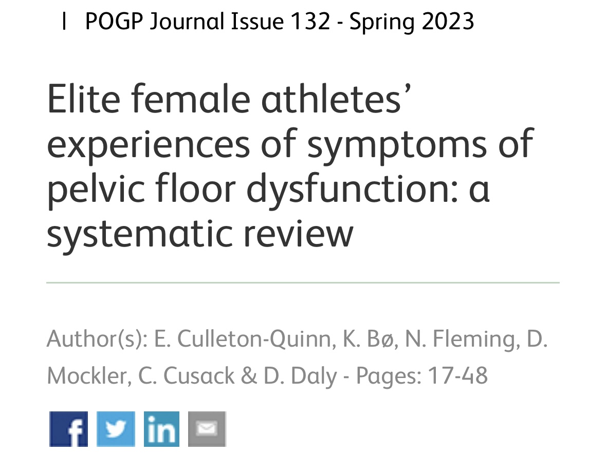 ⭐ SNEAK PEEK ALERT! ⭐

"Elite female athletes’ experiences of symptoms of pelvic floor dysfunction: a systematic review"

Click on the link below to check out a VIDEO ABSTRACT of this article!

thepogp.co.uk/journal/33/eli…

#jpogp #eliteathletes #pelvicfloordysfunction