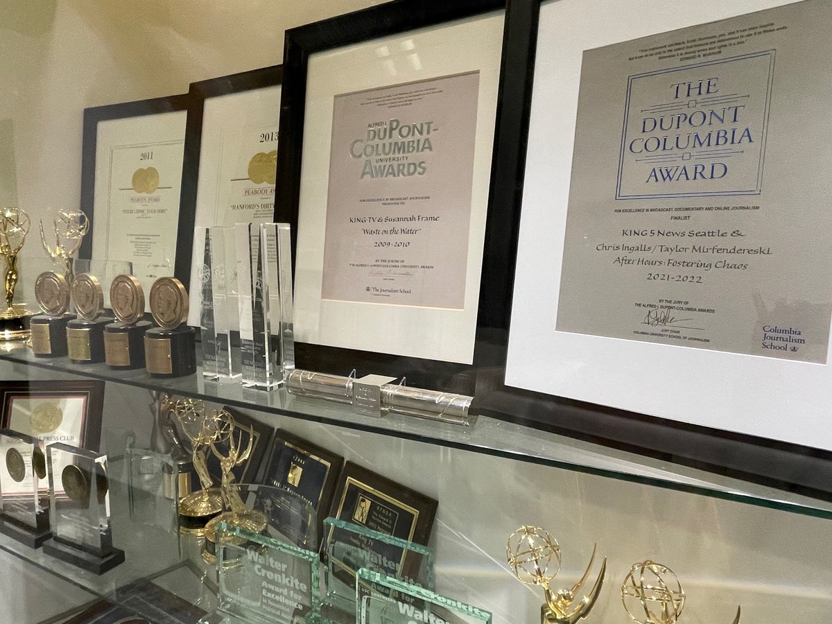 A good way to start the week:  Placing the <a href="/duPontAwards/">The duPont-Columbia Awards</a> finalist certificate in the <a href="/K5Investigators/">KING5 Investigators</a> trophy case.  <a href="/TaylorMirf/">Taylor Mirfendereski</a> and I reported on breakdowns in WA's foster care system.  It makes me proud of <a href="/KING5Seattle/">KING 5 News</a> long-term commitment to quality journalism.