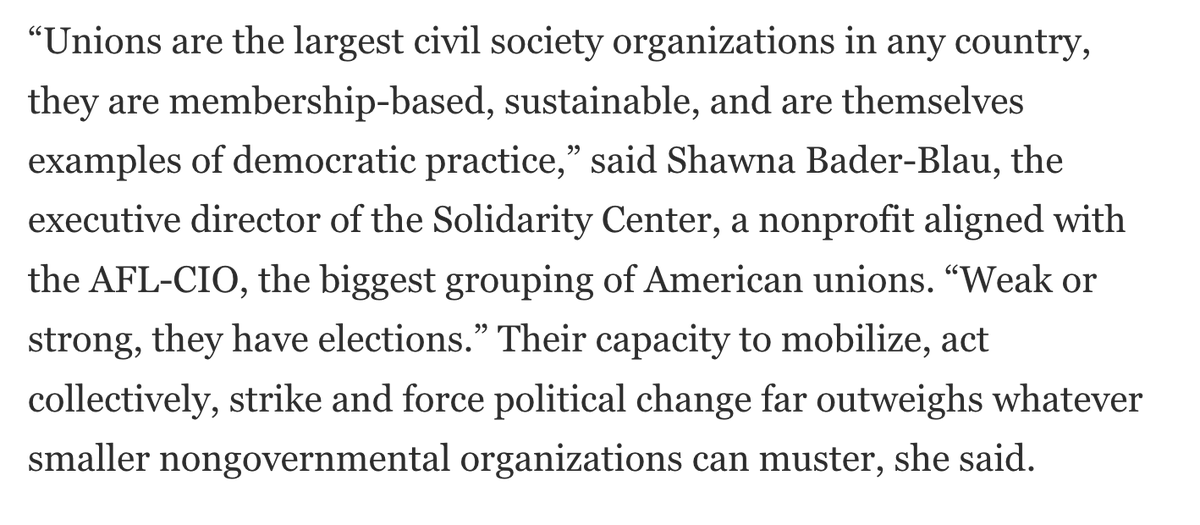 greenhousenyt's tweet photo. There's a shift in U.S. policy thinking—A new focus on the importance of unions in the life of democracies &amp; in bolstering democracy. “Unions are essential to democracy,” said the DOL's Thea Lee. “If we believe in democracy, we need strong labor movements”
https://t.co/8YY57WPrCc https://t.co/QrnmSdRHn8