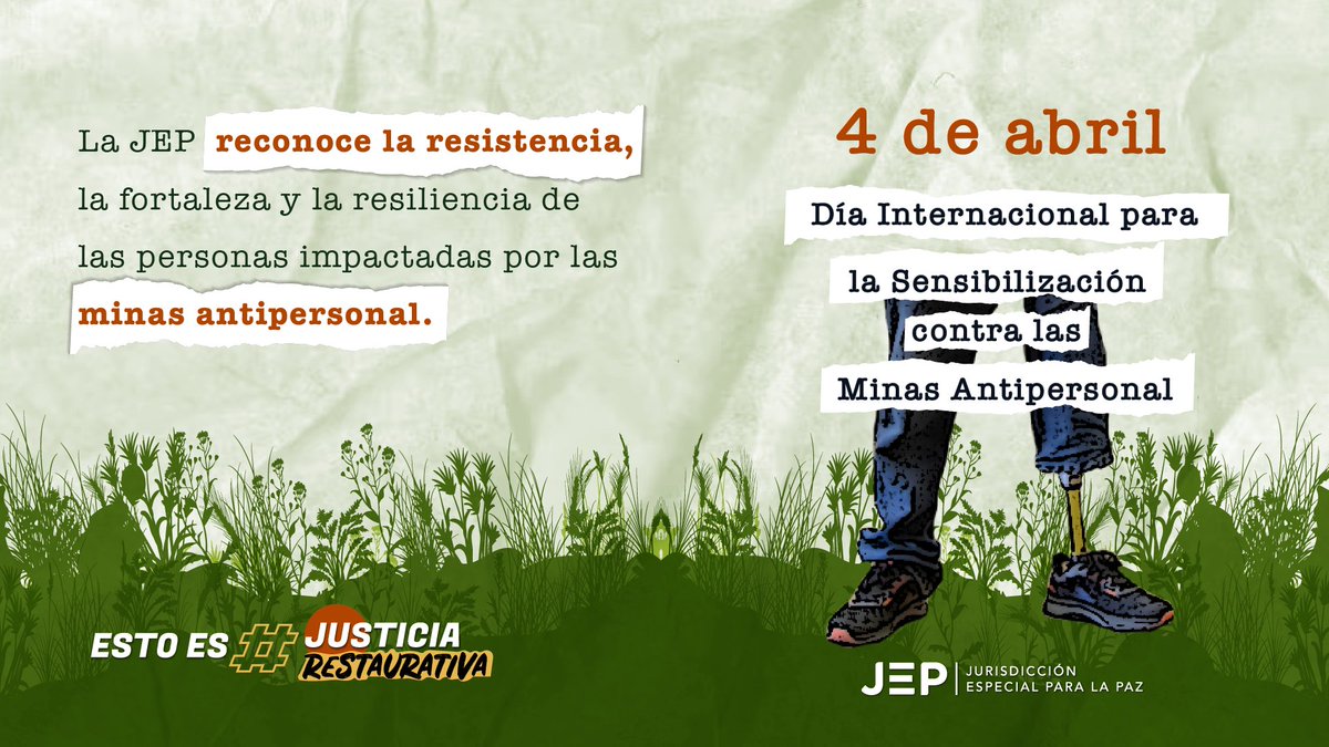 La JEP aplica una justicia restaurativa que reconoce las víctimas de minas antipersonal, escucha sus testimonios y reafirma las acciones necesarias para la garantía de sus derechos a la igualdad y la no discriminación.

#IMAD2023 #JusticiaRestaurativa