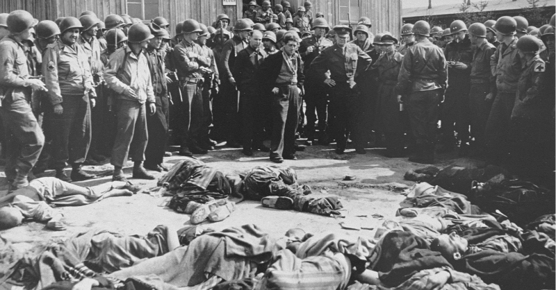 HolocaustMuseum's tweet photo. "The things I saw beggar description." —General Dwight D. Eisenhower

#OTD in 1945, Ohrdruf was liberated by American soldiers. It was one of the first Nazi camps to be liberated by the US Army. 📷: National Archives