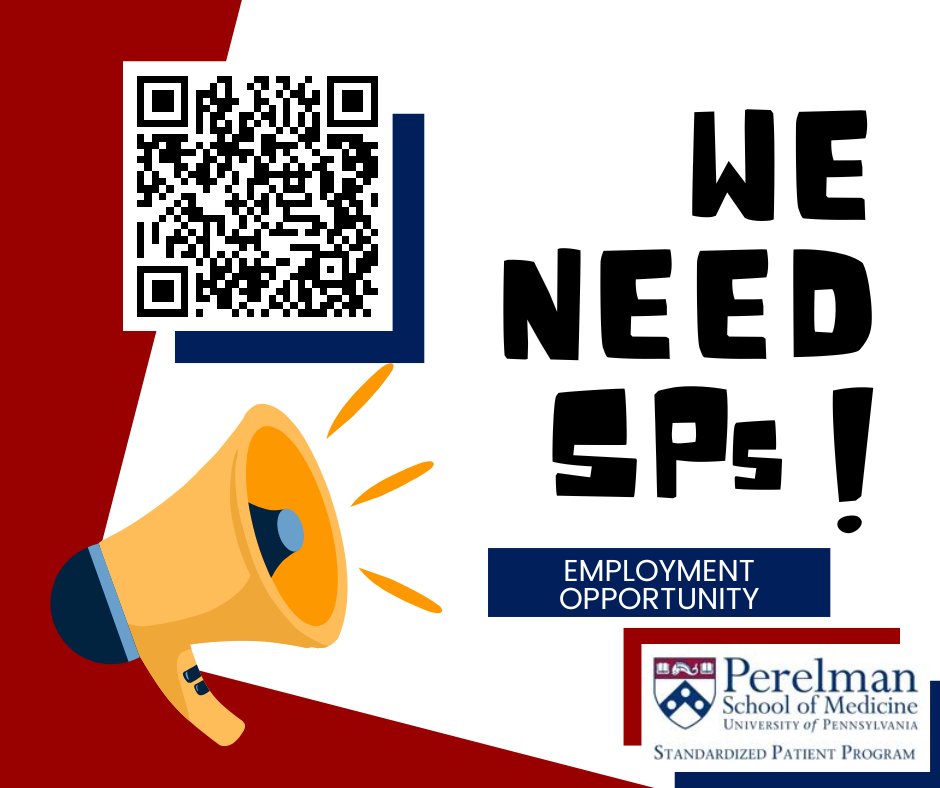 PennMedSP's tweet photo. Did you know that we accept applications year round on a rolling basis &amp; hold interviews as needed based on curricular need?! Well, we do!  Right now, we are especially looking for Men who can portray patients 50-65 years old.  Interested? Visit here: https://t.co/yIJS9QqCOa https://t.co/ka1j3QEeH3