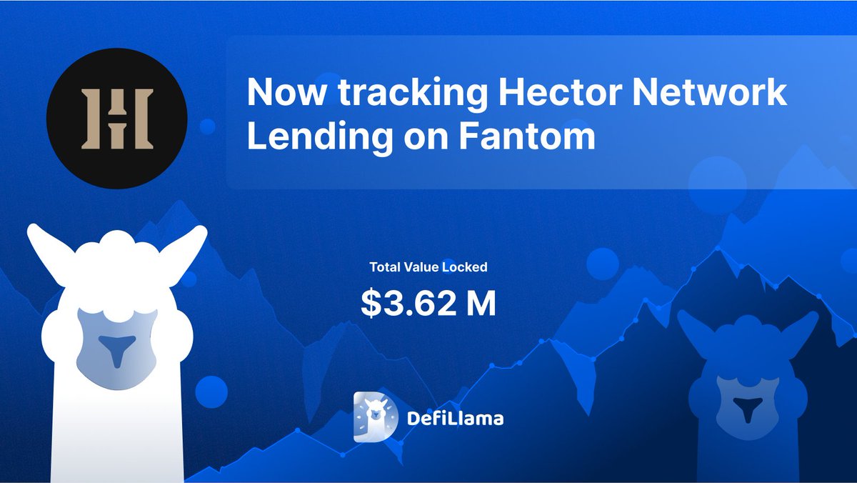DefiLlama's tweet photo. Now tracking @Hector_Network Lending on @FantomFDN 

Lending protocol from Hector Network https://t.co/M1hnXfqwTD