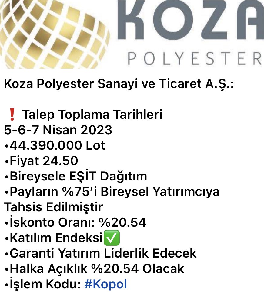 ❗️CVK MADEN ve KOZA POLYESTER HALKA ARZ BİLGİLERİ❗️#cvkmd #kopol