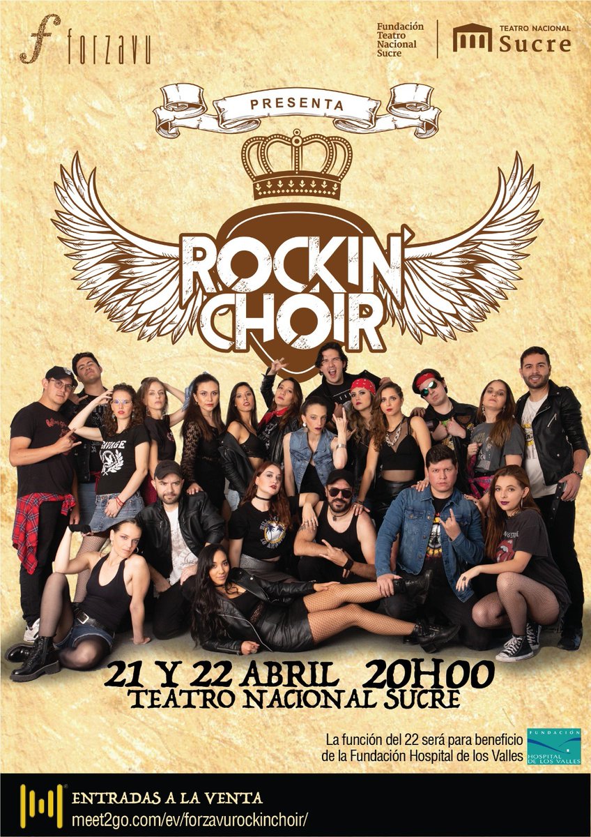 fundacionhdlv's tweet photo. ¿Qué esperan para comprar sus entradas y rockear junto a nosotros? 😎🤘
¡Rockin Choir! 🔥🎸 El Coro Principal de Forzavú presenta grandes éxitos del rock. 
📅 22 de abril. 
⏰ 20h00. 
🎭 Teatro Nacional Sucre. 
🎟️ Entradas a la venta en https://t.co/Q7tQwHWfUp. https://t.co/zNW4Ew6BWl