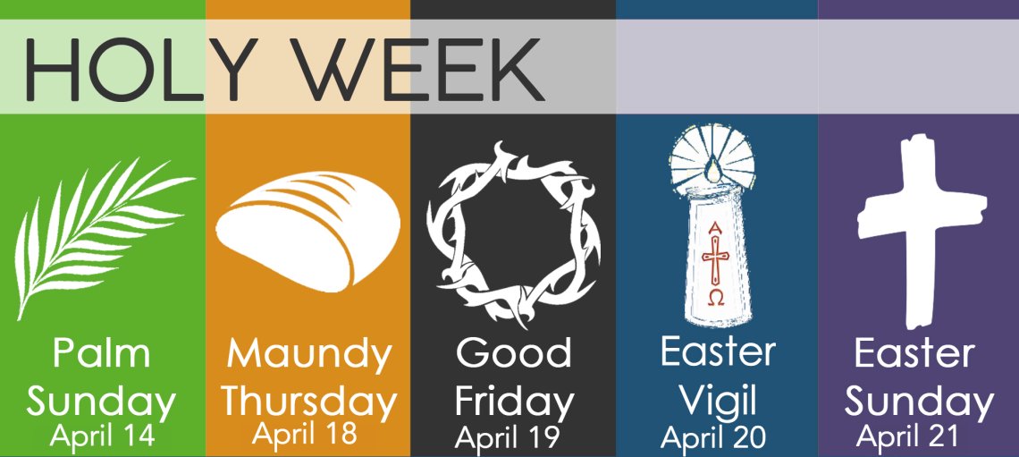 Holy Week is a string of eight days that allow us an opportunity to reflect upon Jesus’ sacrifice on the cross. It starts with Palm Sunday when Jesus enters the city of Jerusalem &amp; leads us through the Last Supper, His crucifixion, &amp; ends on Easter Sunday with His resurrection.