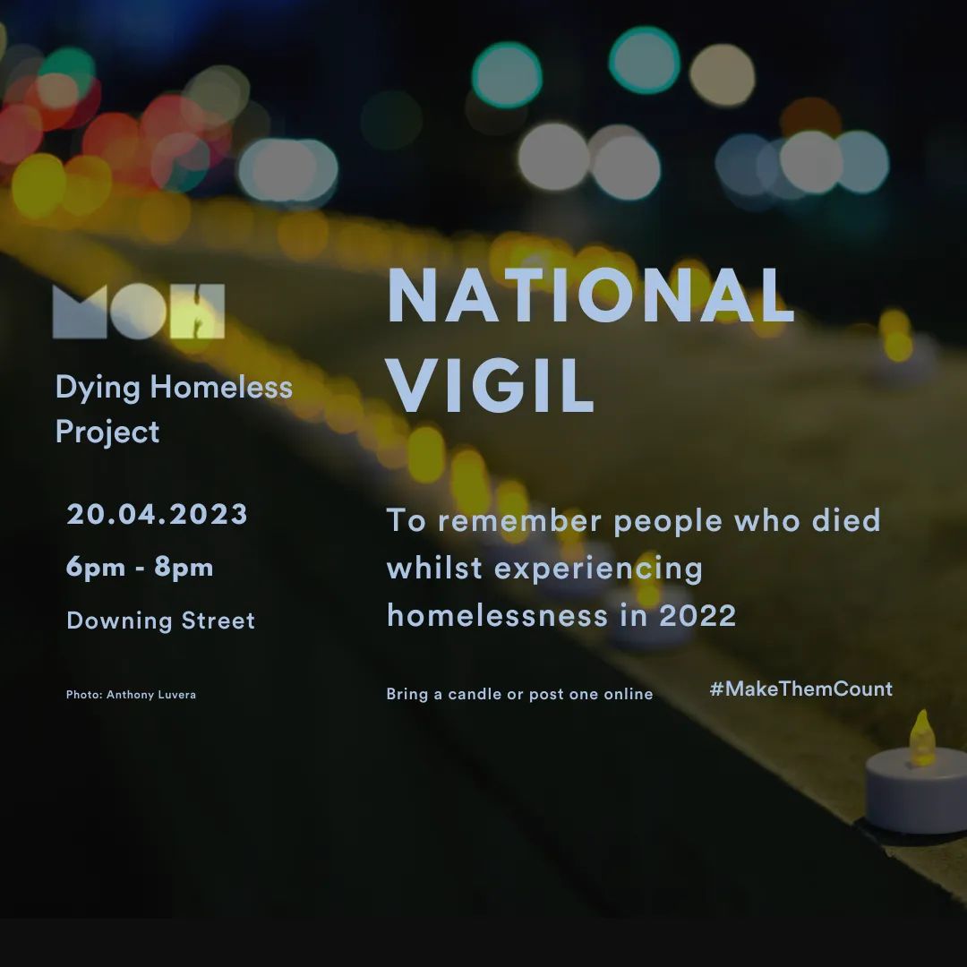 streetskitchen's tweet photo. NATIONAL VIGIL 🕯️
To remember people who died whilst experiencing homelessness in 2022

🕯️20.04.2023
🕯️6pm - 8pm 
🕯️Downing Street 

If you can't join us in person please post a candle online and help us #MakeThemCount #HomelessTaskforce https://t.co/36NTIz2X4u