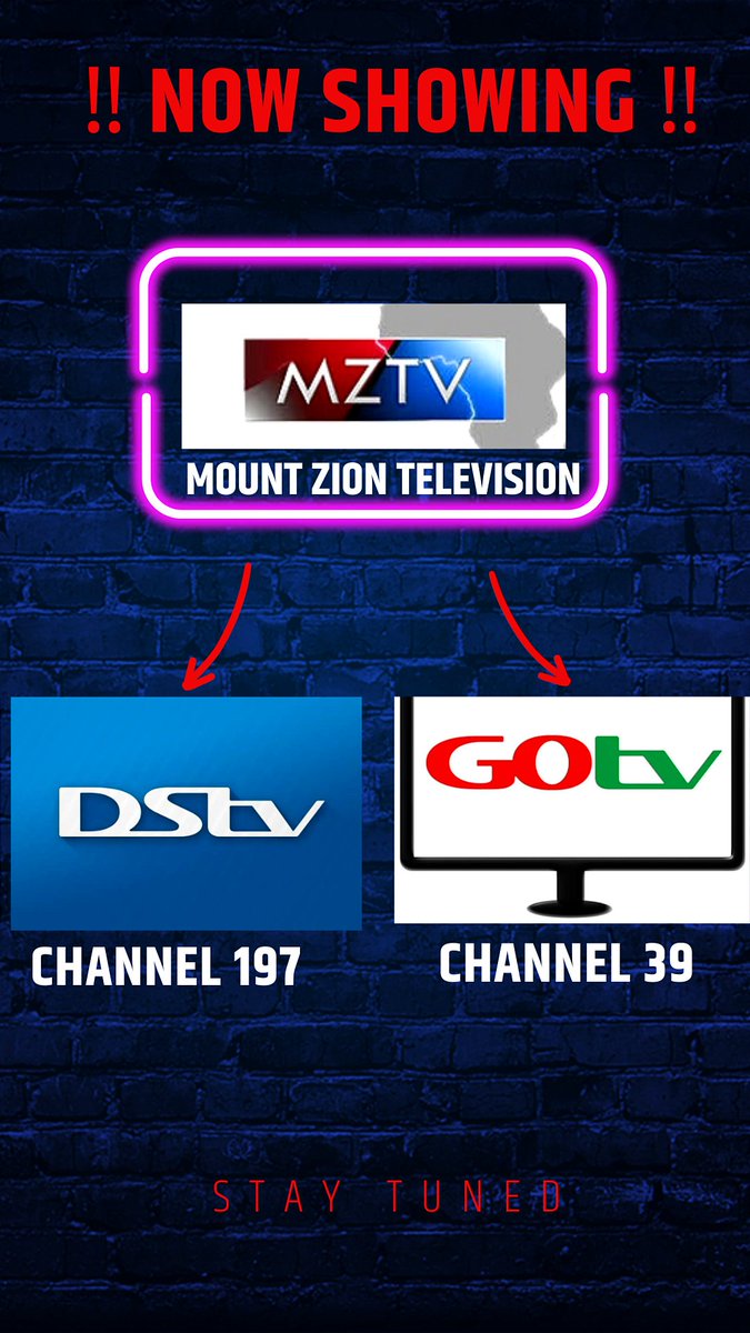Just In: Mount Zion Television (MZTV) is now ac
showing on GoTv &amp; DSTV

Channel 39 = GoTV
Channel 197 = DSTV
 
And today being april 3rd, 
has officially been lunched and opened as announced by our daddy #mikebamiloye