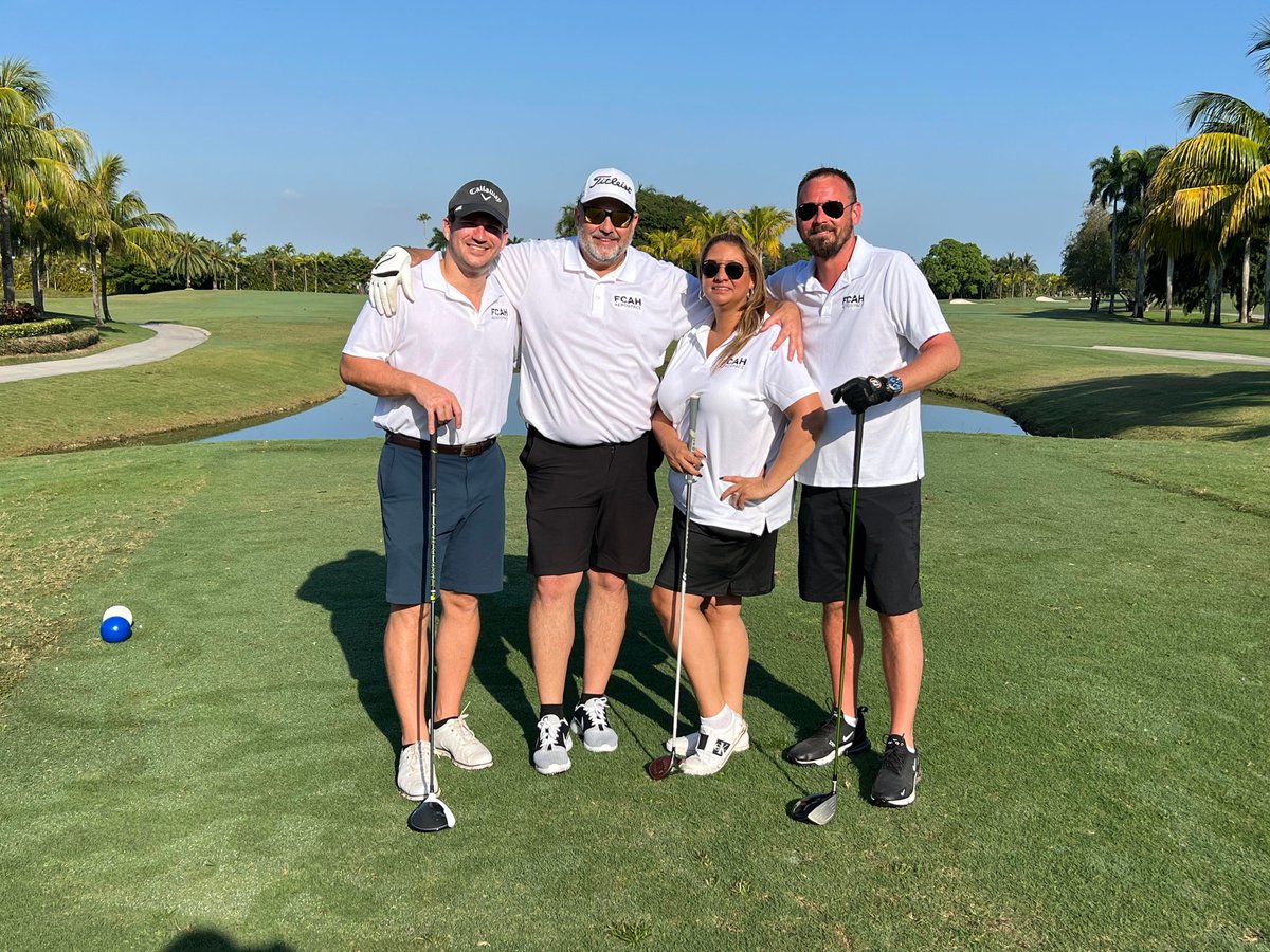 FCAHAerospace's tweet photo. Having a tee-rrific day on the course! Our FCAHteam team supporting the annual @GATELESIS Orange Bowl golf tournament presented by First Horizon.
️
https://t.co/m0eT9hgTqs
#Golfforacause #GolfTournament #Golfing #Miami #FCAH #AVIFCAH #aviationindustry #aviationlovers #GATeleis https://t.co/dT2EPXw71E
