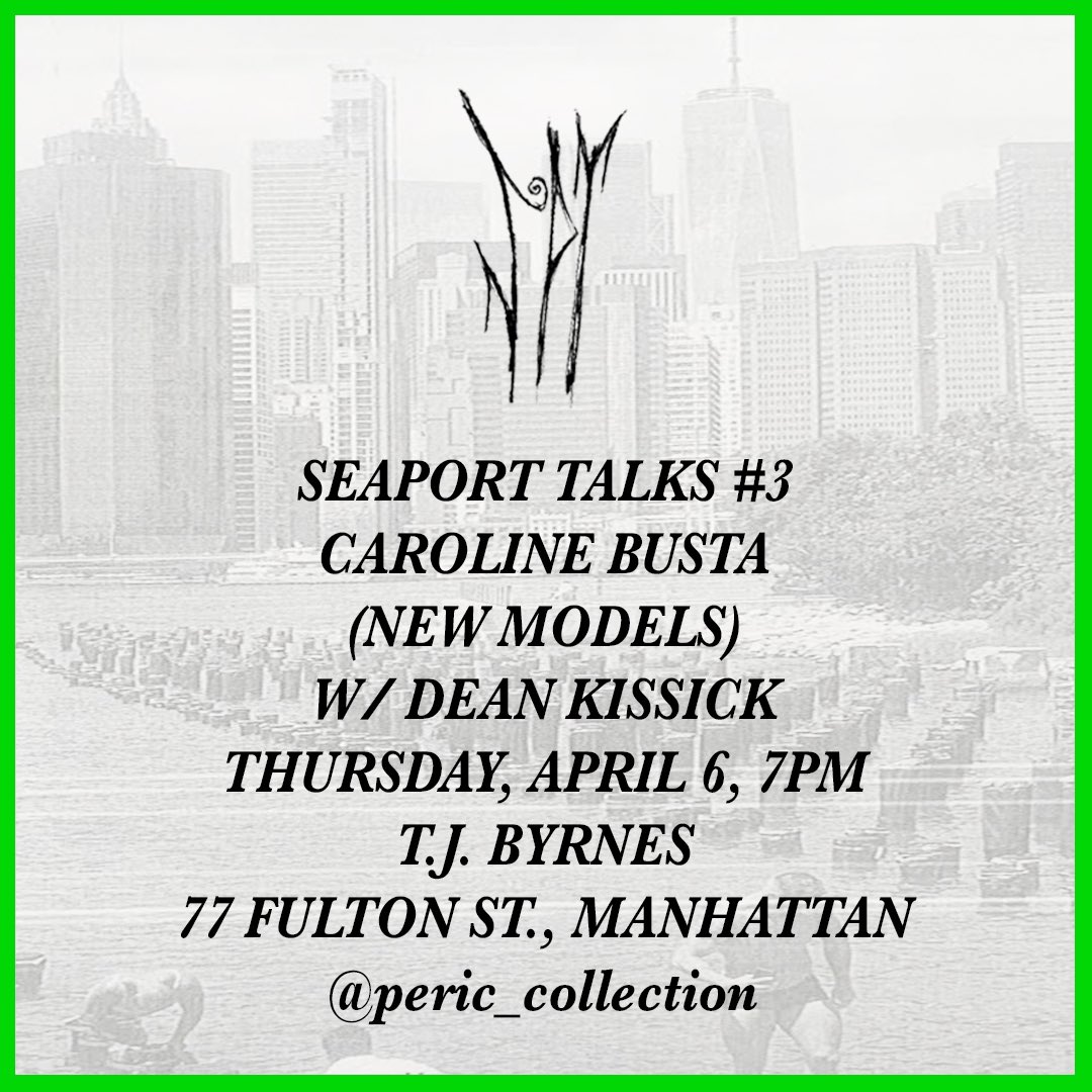 Dean Kissick (@deankissick) on Twitter photo Carly Busta (<a href="/cbcb2000/">Caroline Busta</a>) of NEW MODELS (<a href="/newmodels_io/">NEW MODELS</a>) will be LIVE in the Seaport this Thursday.
Come join us for a drink and a chat. Carly brings news from Europe, the Dark Forest, the Emirates, the future! Carly Busta (<a href="/cbcb2000/">Caroline Busta</a>) of NEW MODELS (<a href="/newmodels_io/">NEW MODELS</a>) will be LIVE in the Seaport this Thursday.
Come join us for a drink and a chat. Carly brings news from Europe, the Dark Forest, the Emirates, the future!