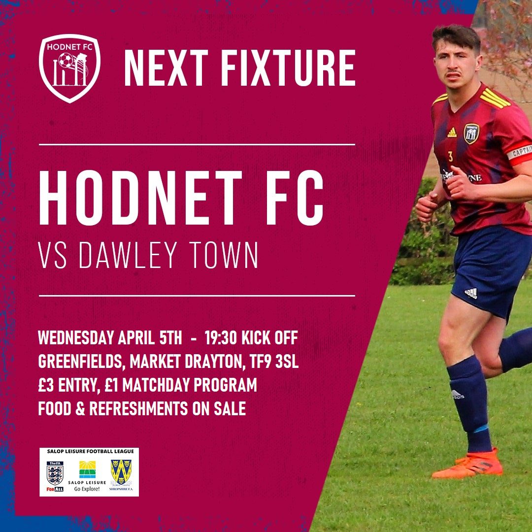 ⚽️ MIDWEEK ACTION ⚽️
Under the lights at Greenfields, Market Drayton we look to end <a href="/DawleyTownFC/">Dawley Town FC</a> 100% league record 👀 , come down and support us if you can 👊🏻
