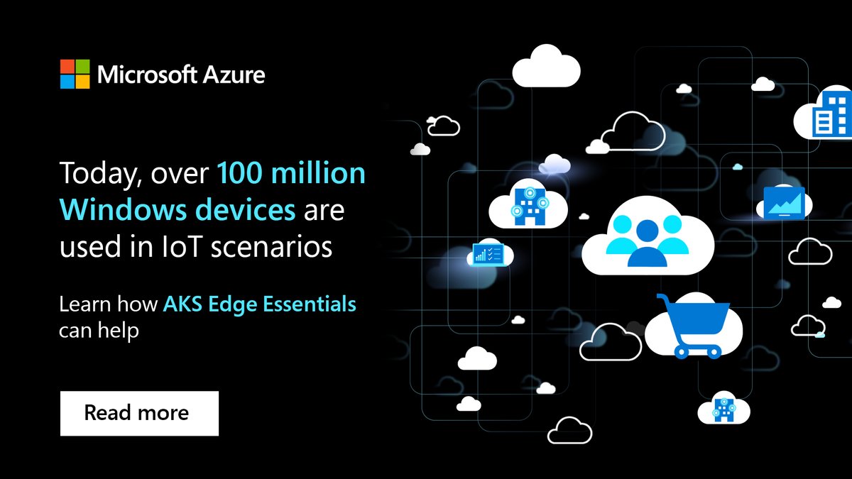 Learn how Azure Kubernetes Service (AKS) Edge Essentials can help you build, deploy, and operate operational technology solutions from kernel to cloud: msft.it/6011gDeqX #MSIoT #Azure #CloudComputing