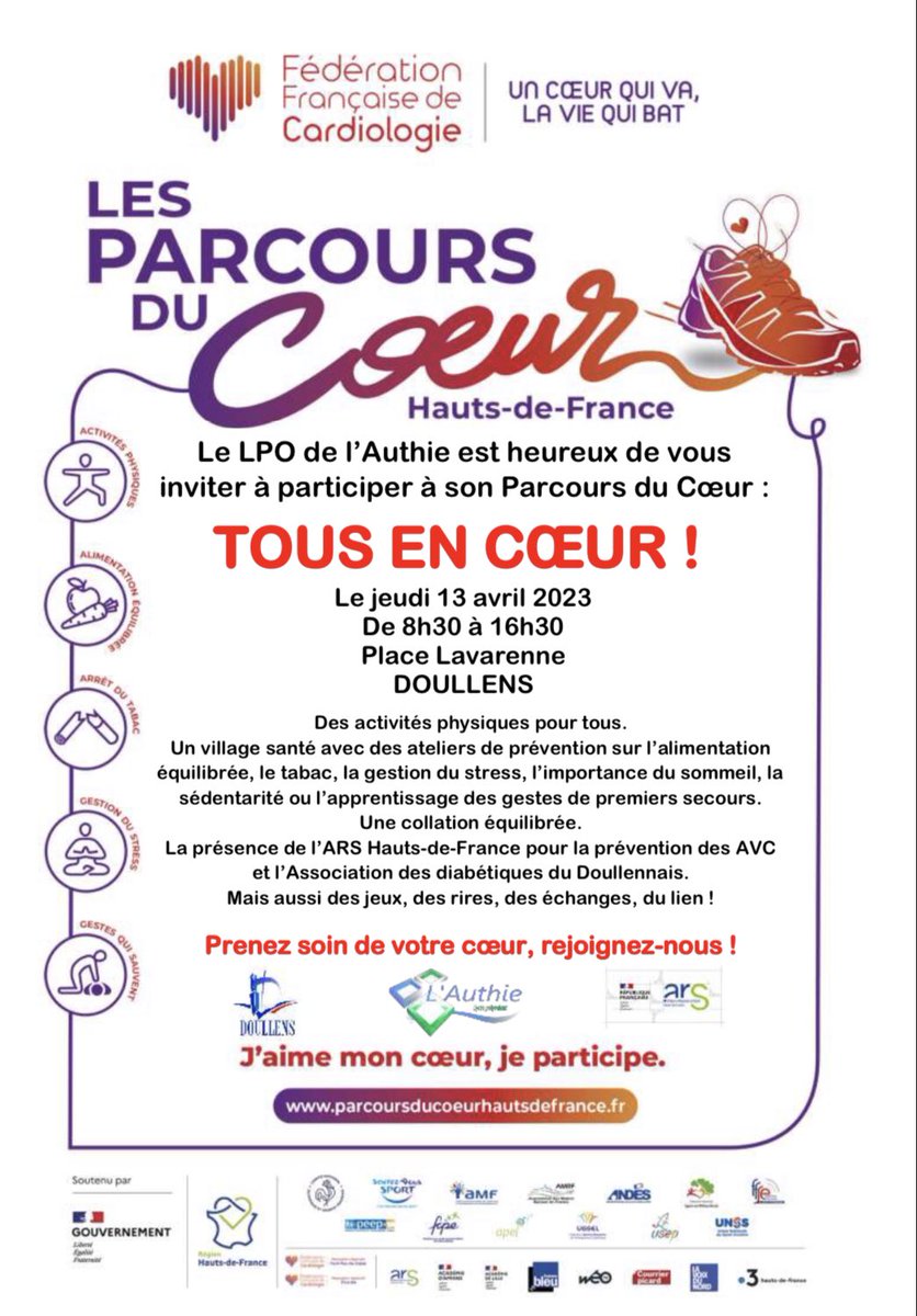 LyceeAuthie's tweet photo. Après des années de crise sanitaire, nous sommes heureux de pouvoir organiser de nouveau notre Parcours du Cœur sur la Place Lavarenne ! 
#parcoursducœur #parcourssante  #st2s #stss #prevention https://t.co/bbG7rWDIAu
