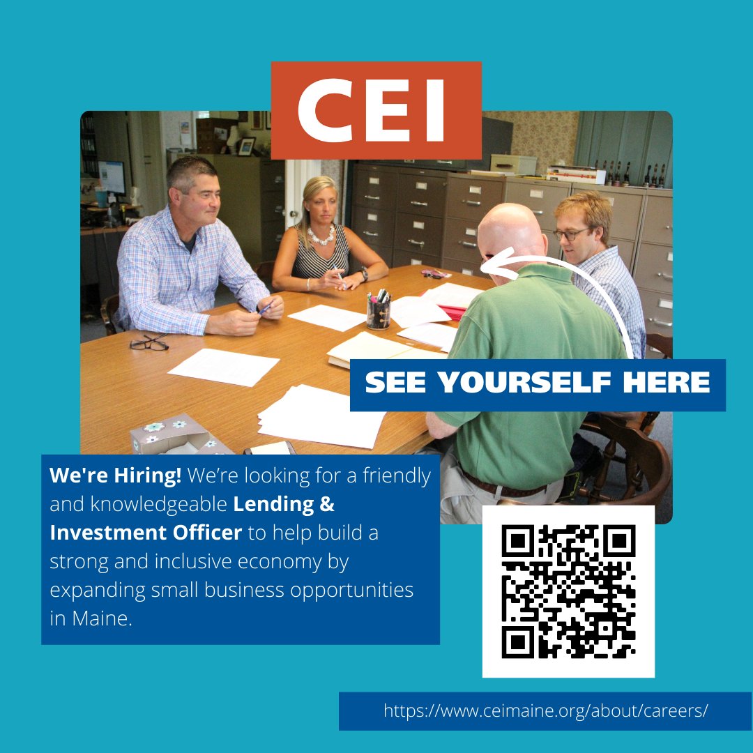 We're Hiring! We’re looking for a friendly and knowledgeable Lending &amp; Investment Officer to help build a strong and inclusive economy by expanding small business opportunities in #Maine. 

Check out our new posting here: ow.ly/8yRe50Nz3j8

#LiveAndWorkInMaine #MaineJobs