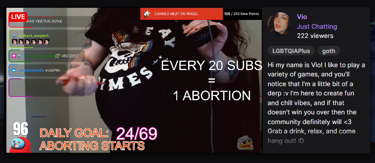 BigSyn's tweet photo. Yeah, Twitch is much better than Kick. 

This is fucking wild, this person is literally getting subs to but a balloon in her shirt and pretend to abort it. 

THIS IS THE FRONT PAGE OF TWITCH IN THE HERO SPOT! Absolutely disgusting. https://t.co/XB3HqsLLoU