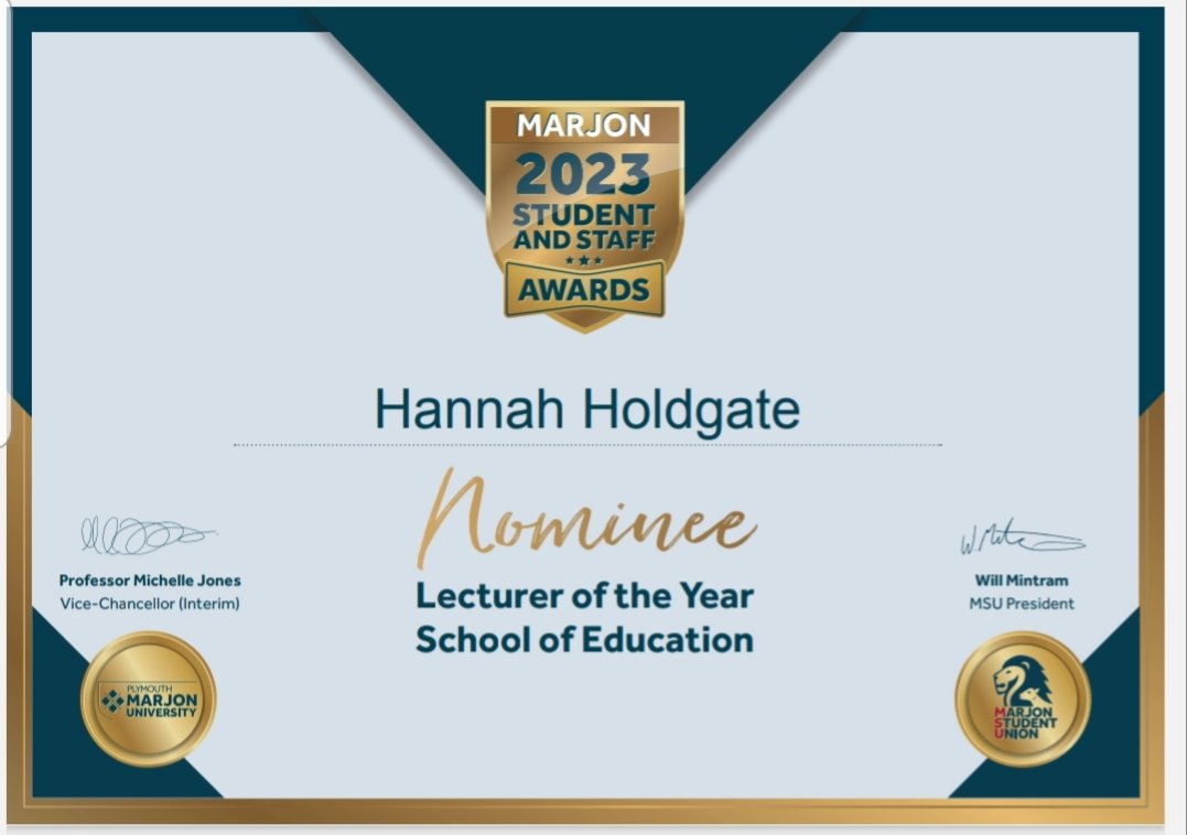 When you log on to your emails on your day off to find this... I really do have fabulous students. Thank you to which ever student(s) nominated me <a href="/marjonuni/">Plymouth Marjon University</a>