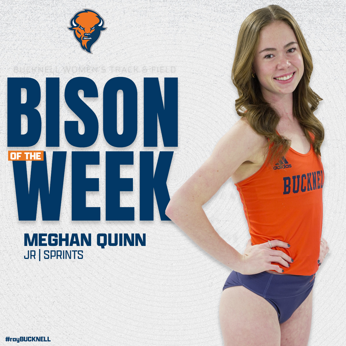 Meghan Quinn wins Bison of the Week for the second time this year! She set 3⃣ school records this past weekend!  

bucknellbison.com/news/2023/4/3/… 

#rayBucknell