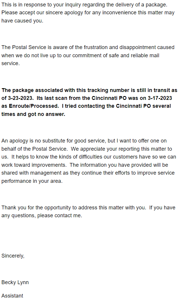 MattyGaddy's tweet photo. The Motto of The United States Postal Service:

"Neither snow nor rain nor heat nor gloom of night stays these couriers from the swift completion of their appointed rounds."

#usps #postalfail #wheresmypackage https://t.co/by0bNJbp0N