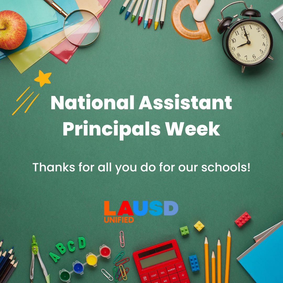 Join us in celebrating our dedicated <a href="/LASchools/">Los Angeles Unified</a> Assistant Principals. They play a crucial role in motivating students, supporting their principals and school staff and creating a positive learning community. Thank you for all you do.