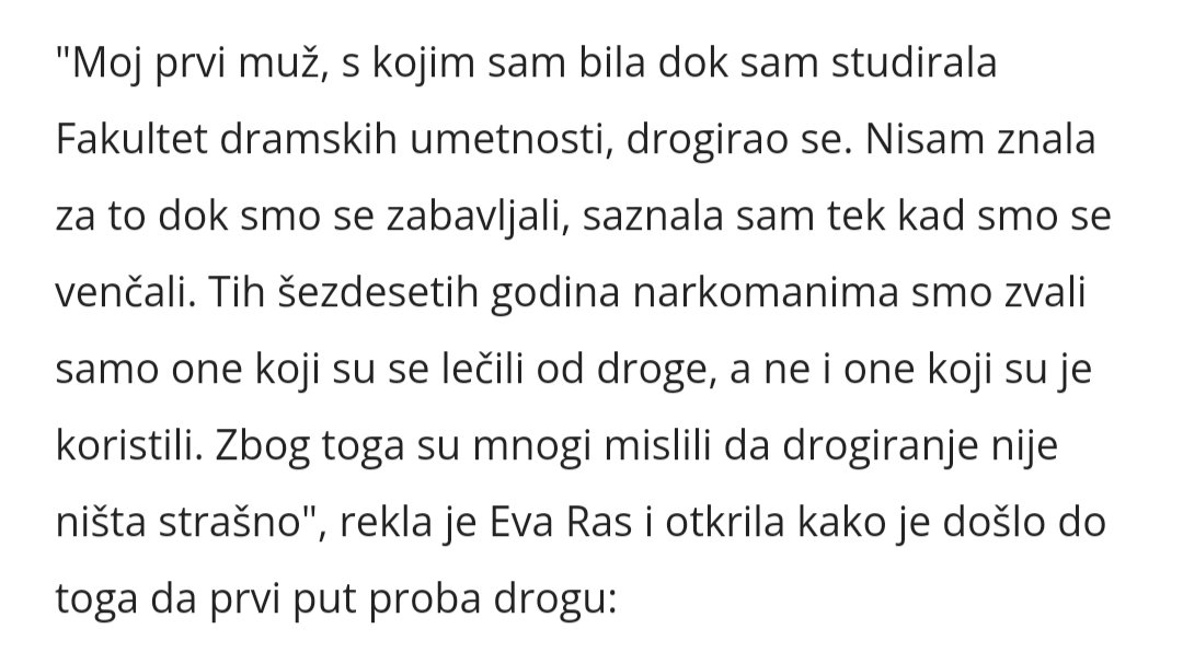 TvitterkaBezW's tweet photo. Ali Eva Ras koja se drogirala sezdesetih godina proslog veka. I koja opisuje svoja dzanki stanja 😂 Sve ludje od ludjeg #caosvima #emilijamilojevic #evaras https://t.co/2AAnWt1TbD