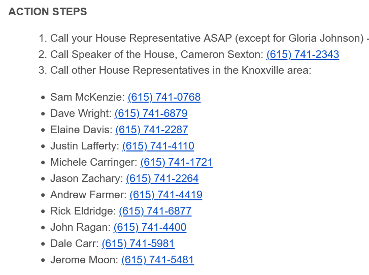 State House to move for expulsion against Gloria Johnson, Justin Pearson, and Justin Jones, likely today at 5 pm. Contact your rep & tell them other sanctions for their minor breach of House rules are available. Expelling 2 POC is esp egregious. Call now👇