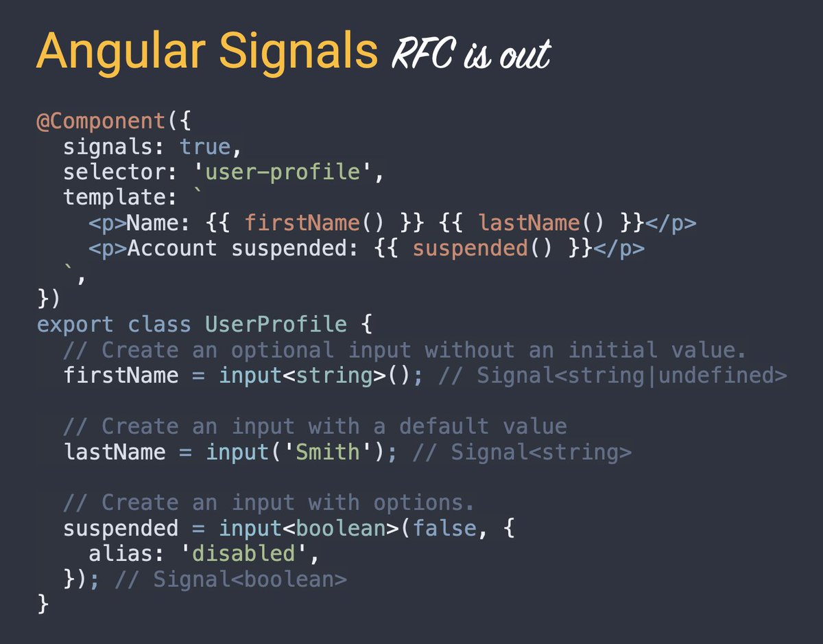 mgechev's tweet image. 📣 The Angular Signals RFC is live! We're expecting so many exciting discussions on GitHub which will shape the future of Angular!
Find the main RFC below and follow the links to dig into a particular topic 👉<a style="text-decoration: none;" rel="nofollow" target="_blank" href="https://t.co/PftmnkSqC2">github.com/angular/angula…</a>
You can learn and comment on everything…