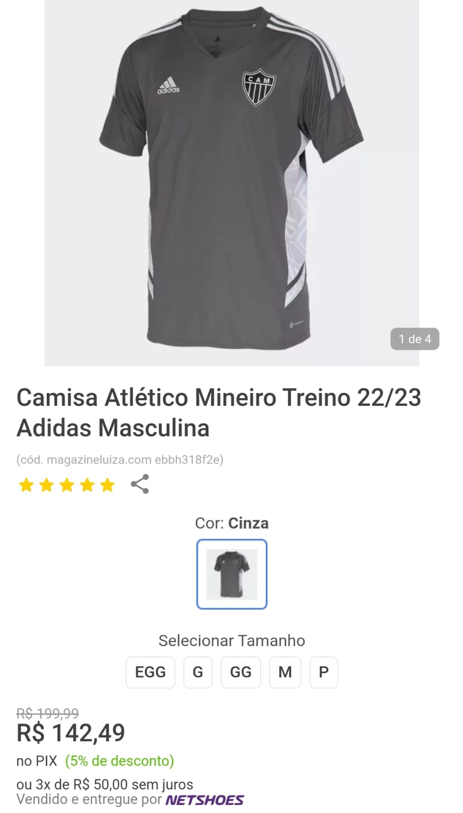 Camisa Masculina Adidas Atlético Mineiro 2022 - Jogo 2