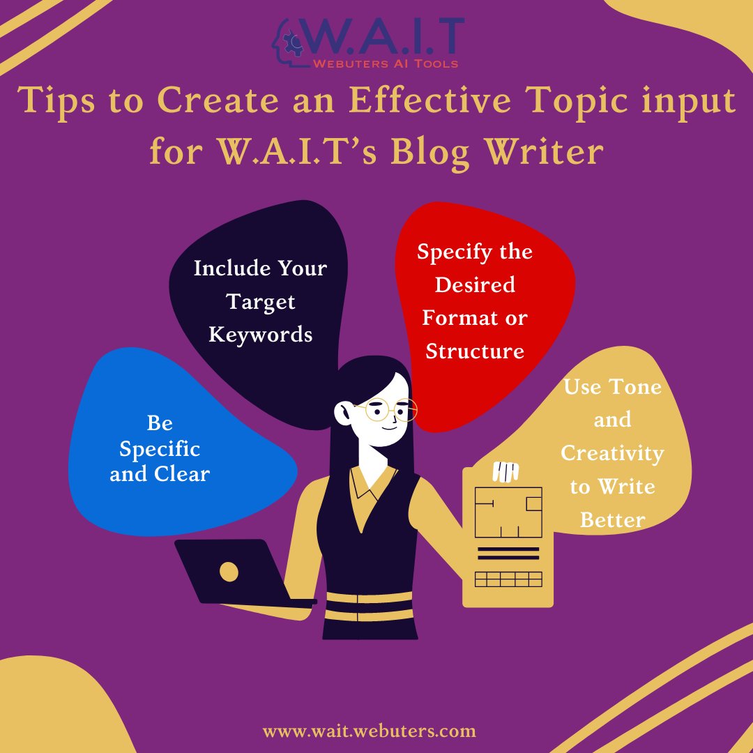 techno_daisy's tweet image. Are you struggling to come up with new blog ideas or finding it hard to put your thoughts into words? W.A.I.T’s #AIblogWriter is here to save the day! Generate a complete #blog post in under 10 minutes. Read more tips at lnkd.in/dykydMtj
#WAIT #Webuters #AItools #ChatGPT