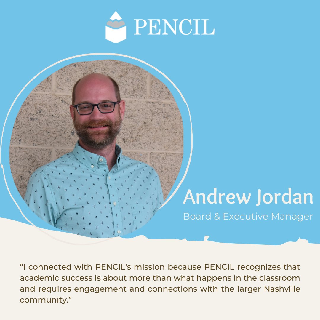 PENCIL4Schools's tweet photo. Meet PENCIL’s new Board &amp; Executive Manager – Nashville-native, Andrew Jordan. Andrew will be working closely with our board of directors and executive team to drive PENCIL’s mission forward. 

Please join us in welcoming Andrew 👏 https://t.co/VIBp7ShpXz