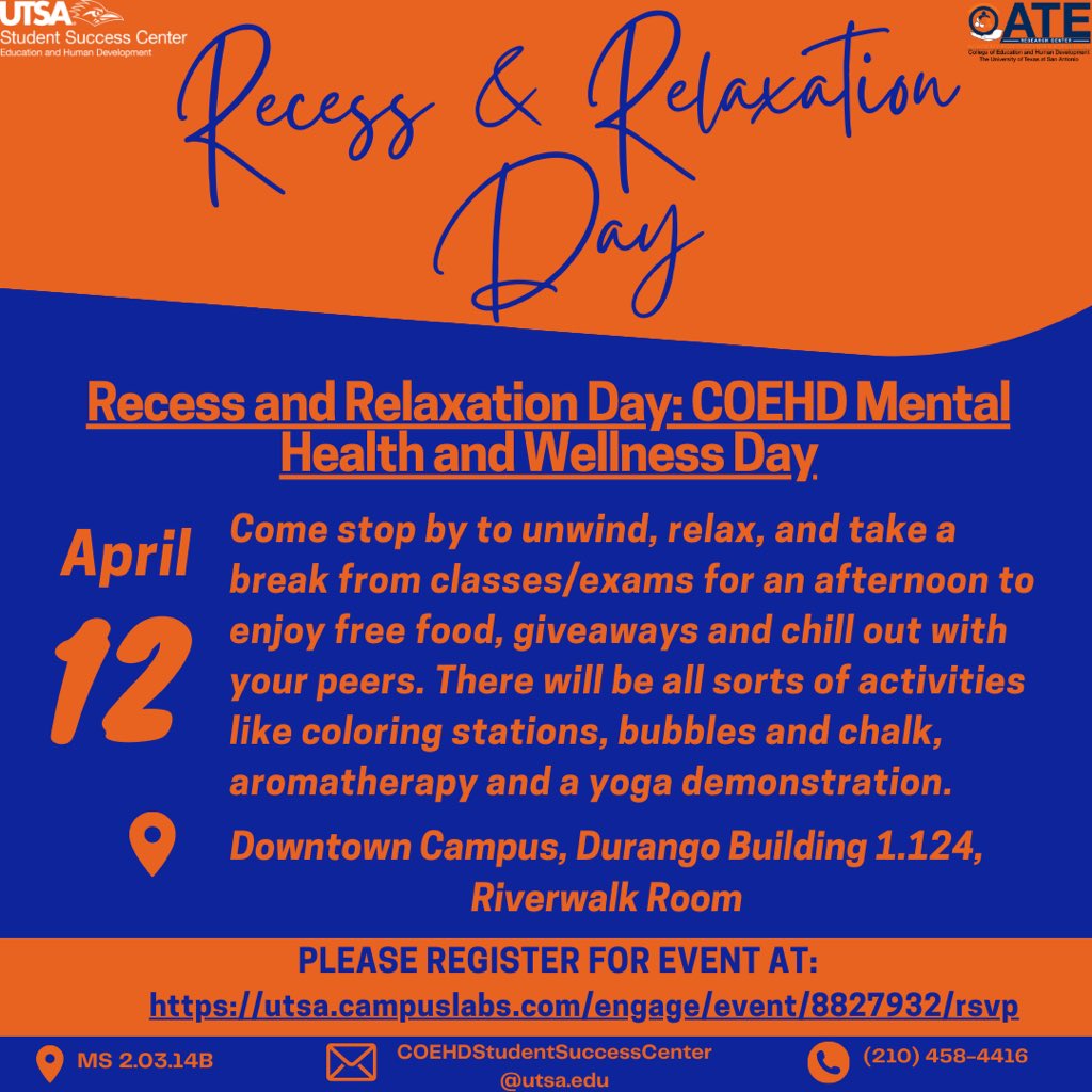COEHD_SCC's tweet image. Join us for a Health &amp;amp; Wellness day at the downtown campus! Click on the link on our bio to register today!